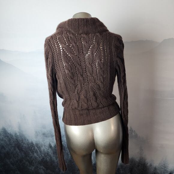 Autumn Cashmere 100% Pure Cashmere Chocolate Brown Knit Cardigan | Women's XS - Picture 9 of 12